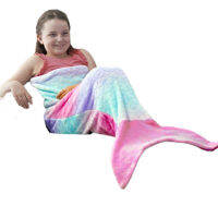 เด็กสองชั้นผ้าห่ม Gradient Mermaid Tail หางปลาฉลามถุงนอนผ้าห่มสำหรับเด็กหญิงเด็กชาย