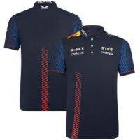 เสื้อโปโล F1 F1ระบายอากาศได้กระดุมสำหรับผู้ชายสีแดงพิมพ์ลาย3d