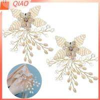 QIAO 1pair(2PCS) ส้นสูงมีส้น อุปกรณ์เสริมสำหรับเจ้าสาว จี้ห้อยกระเป๋า ถอดออกได้ คลิปเงาพลอยเทียม หัวเข็มขัดเสน่ห์ คลิปหนีบรองเท้าลูกปัดลายดอกไม้ ตกแต่งรองเท้าแต่งงาน