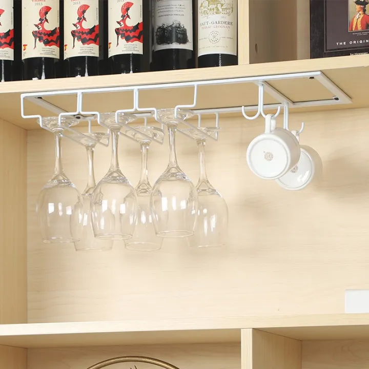 Hanging wine glass rack upside down wine goblet rack storage