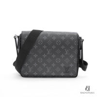 NEW LV DISTRICT MESSENGER PM BLACK MONOGRAM ECLIPSE SHW MRICROCHIP