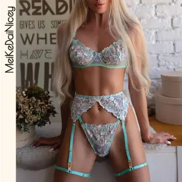 Sexy Lingerie Luxury Lace Embroidery Fancy Underwear 3-pieces