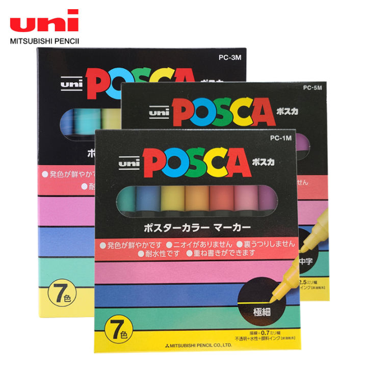 New UNI POSCA Markers Pen PC-1M PC-3M PC-5M Set Poster Advertising