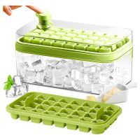 Ice Storage Box 2 Pack Ice Square Trays for Freezer Ice Tray 64 Pcs Ice Square Mold (Green)