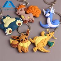 DENGJT พวงกุญแจอนิเมะพวงกุญแจห้อยกระเป๋าพวงกุญแจถุงของเล่นเด็ก Vulpix Snorlax Dragonair Eevee ทำจาก PVC