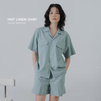 HMT เสื้อเชิ้ตลินิน unisex แขนสั้น สีเขียวอ่อน / Linen shirt - pistachio green