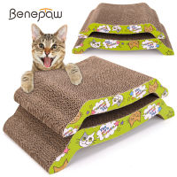 Benepaw Reversible Cat Scratcher Kitten Scratching Cardboard Corrugated Lounge โซฟาเตียงโค้งสานออกแบบ Scratch Pad