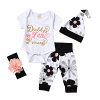 Newest Hot Sell 4PCS Newborn Infant Cute Confortable Soft Baby Girls Clothes Playsuit Pants Bodysuit Outfit Set