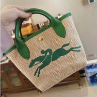 New Style Le Pliage Paris Womens Bag longchampˉWoven Portable Bucket Straw War Horse Dumpling mini Diagonal Handbag Bamboo Basket 77220323