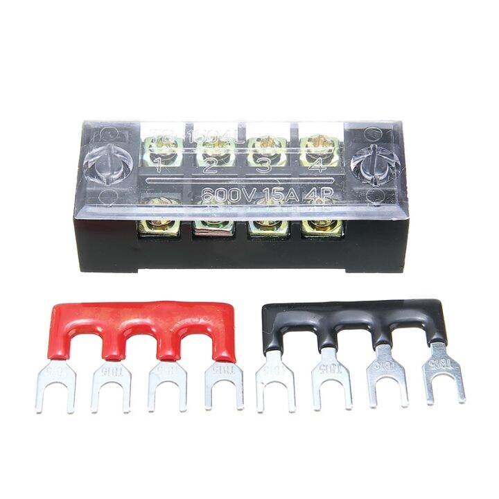 600V 15A 4P Dual Row Wire Barrier Terminal Block Prevent Circuit In ...