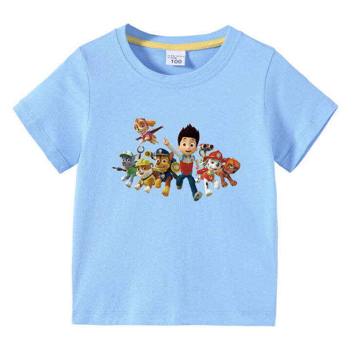 paw-patrol-เสื้อยืดเสื้อแขนสั้นสำหรับเด็กหญิงลายการ์ตูนสำหรับเด็กผู้ชาย-เสื้อคอตตอนพิมพ์ลายการ์ตูนสำหรับเด็กเล็ก0000ฤดูร้อนแขนสั้น