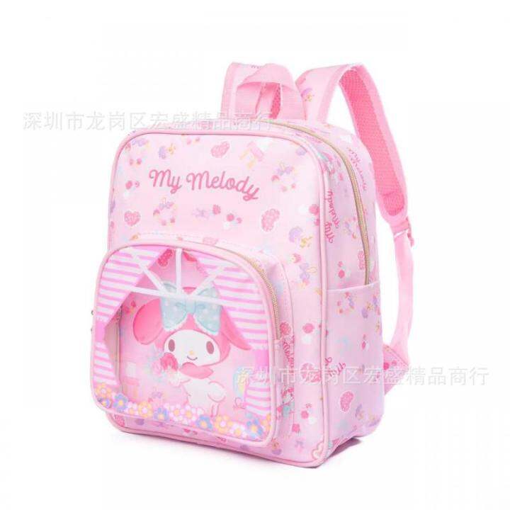 sanrios-kawaii-hello-kittys-cinnamoroll-kuromi-my-melody-cartoon-cute-leather-transparent-childrens-backpack-school-bag