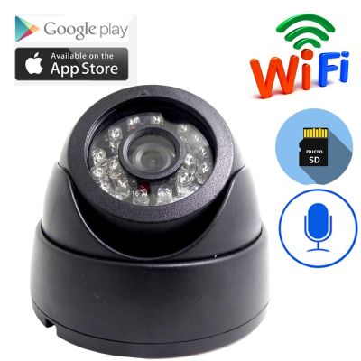 Mini WIFI IP Camera Home Security Audio Wireless Night Vision CCTV Dome Video Surveillance Monitor P2P ONVIF Black SD Card Slot Household Security Sys