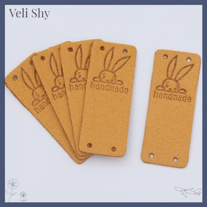 veli-shy-20ชิ้นป้ายการ์ตูนกระต่ายน่ารักสติกเกอร์ป้ายชื่อแฮนด์เมดสำหรับเสื้อผ้าทำมือแท็ก