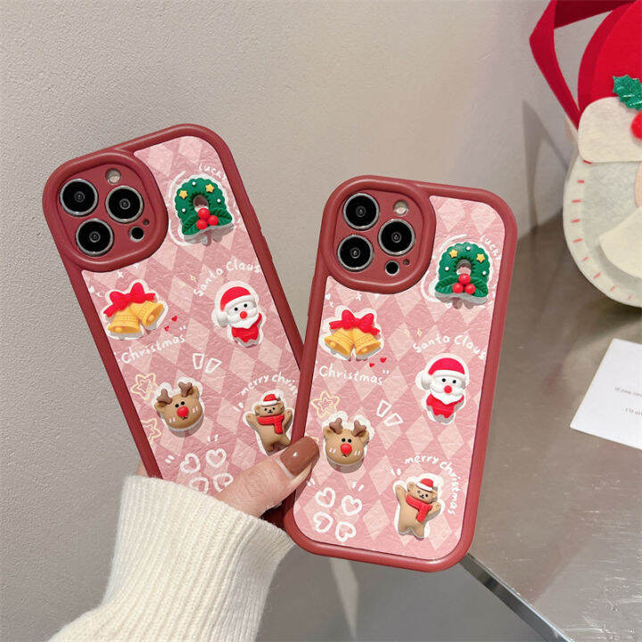 จีบ-christmas-sticker-กรณีโทรศัพท์สำหรับ-iphone14-stereo-gully-case-สำหรับ-iphone12promax-เคสโทรศัพท์สีชมพู-glitter-สำหรับ-iphone13-เคสซิลิโคนสีแดงสำหรับ-iphone11-เคสการ์ตูนคริสต์มาสสำหรับ-iphone14-pl