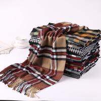 {Warm scarf}ฤดูหนาวผู้ชายผ้าพันคอผู้หญิงผ้าพันคอผ้าขนสัตว์ชนิดหนึ่งลายสก๊อตที่อบอุ่นหญิงสาวผ้าคลุมไหล่ผ้าผูกคอยาวธุรกิจพู่ตาข่าย U Nisex ฮิญาบ