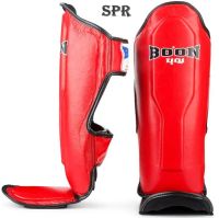 BOON  shin guards protector ALL Red  ( S,M,L,XL) Training MMA K1 สนับแข้งบุญ สีแดง ป้องกันหน้าแข้ง สำหรับการซ้อมมวย ทำจากหนังแท้