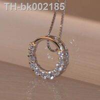 ✙♦ Hot Sale Promotion New Shiny Zircon Crystal Circle 925 Sterling Silver Womens Pendant Necklaces Jewelry Gift