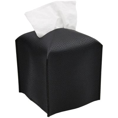 Tissue Box Cover Holder Square PU Leather Facial Tissue Box Roll Paper Dispenser for Bathroom Dressing Table
