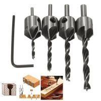 4pcs HSS Countersink Wood Drill Steel Countersink Drill Set 5 Flute 3mm 6mm