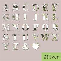 สติกเกอร์อะคริลิคติดผนังตัวอักษรภาษาอังกฤษของตกแต่งผนังบ้าน10/15/20ซม. สีดำ/ทอง/เงิน/เงิน3D ตัวอักษรสำหรับงานเลี้ยงแต่งงานแต่งงานชื่อโลโก้