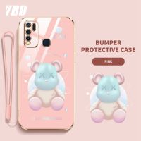 เคสโทรศัพท์ YBD สำหรับ Vivo Y50 Y30 Y30i 1938ไล่ระดับสีนิ่มโปร่งใสหมีรุนแรงการ์ตูนเคสโทรศัพท์กันกระแทกพร้อมกรอบป้องกันกล้องเลนส์คลุมทั้งหมด