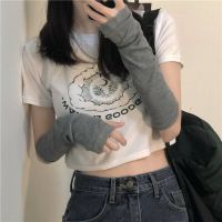 Triple A Crop top Women Short-sleeved T-shirt 2021 Summer New Korean Printed Slim Short Student Top 9113