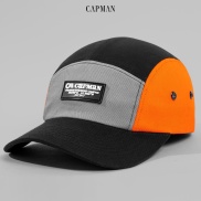 Mũ lưỡi trai thể thao phom 5panel CAPMAN màu đen cam CM13
