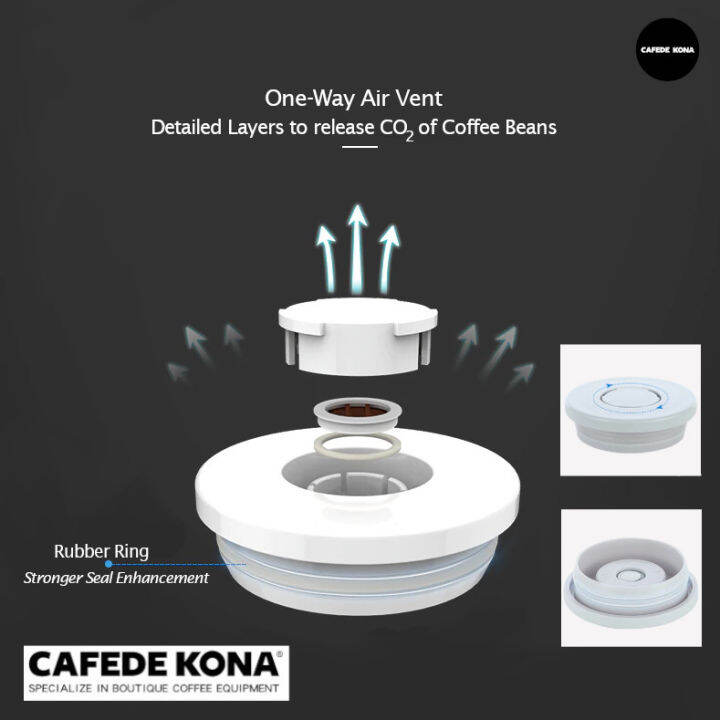 cafede-kona-304-stainless-coffee-bean-storage-jar-กระปุกเก็บเมล็ดกาแฟ-มีช่องระบายอากาศออก-unidirectional-vent-storage-jar