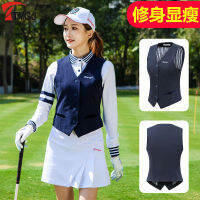 รุ่นฤดูใบไม้ผลิ TYGJ Golf Slim Vest เสื้อโค้ทแขนกุดผู้หญิงย้อนยุคสไตล์อังกฤษเสื้อกั๊กหล่อ