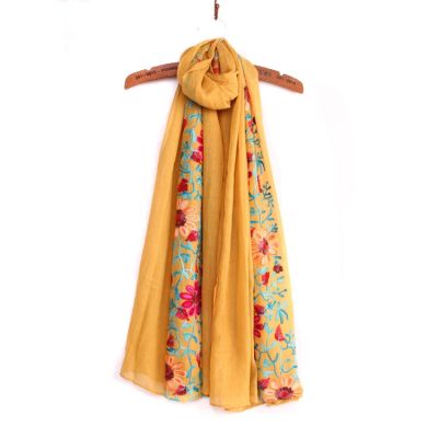Hot sell Hot style folk embroidery cotton and linen scarf Nepals female art embroidery tourism is prevented bask in shawls scarf