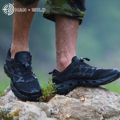 Hanye รองเท้าลุยน้ำรองเท้าใส่เดินกลางแจ้งสำหรับผู้ชาย,รองเท้าสะเทินน้ำรองเท้าป้องกันการลื่นระบายอากาศน้ำหนักเบารองเท้าตกปลา