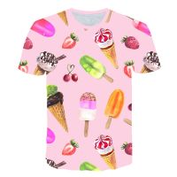 Summer Pineapple Ice Cream 3d Print Mens Womens Kids Crew Neck T Shirts Tasty Food Pattern Breathable Lightweight Sports Top