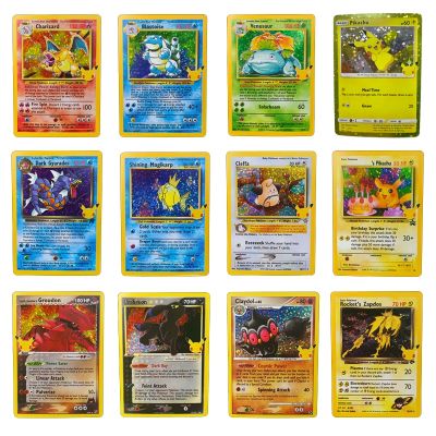 【CW】 Pokemon 25Th Souvenir English Cards PokemonFlash Cards 1996years Pikachu Charizard Blastoise Venusaur Game Collection Cards