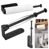 Black Kitchen Paper Towel Rack Bathroom Toilet Paper Roll Holder Multi-Function Stainless Steel Tissue Towel Paper Dispenser