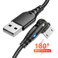 GTWIN 180หมุนสาย USB Type C Micro USB C Charger สำหรับ Xiaomi Samsung 3A Quick Charge 3.0 Fast สายชาร์จข้อมูลเกม Cord