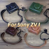 อุปกรณ์สวมครอบพร้อมสายคล้องไหล่ผิวกล้องป้องกัน Z-V1 ZV1หนัง PU สำหรับ Sony ZV1 ZV-1ย้อนยุคอุปกรณ์ตกแต่งเคส PU