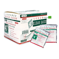 LONGMED KLEAN GAUZE ผ้าก๊อซแผ่นถูกหลักอนามัยขาวสะอาด ซึมซับได้ดี 8 ชั้น 100 ชิ้น/กล่อง