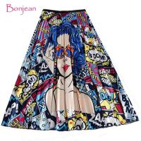 【CC】○♦  Womens Pleated New Cartoon Print Waist Skirts Young Large Size Japan Female Falda