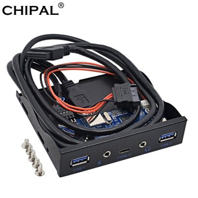 CHIPAL 5พอร์ต USB USB ฮับ3.0 TYPE-C แผงด้านหน้าเสียง HD พร้อมสายไฟสำหรับเดสก์ท็อปพีซี3.5 "ช่องฟล็อปปี้ดิสก์ Feona