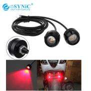 eSYNiC 2pcs Motorcycle Eagle Eye Light 12V DRL Red LED Backup Running Fog