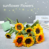 1Pcs  Artificial sunflower Flowers bouquet silk Fake flower high quality flores for home garden party wedding decoration DIY