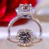 100 Moissanite แหวน1CT 2CT 3CT Brilliant Diamond Halo แหวนหมั้นสำหรับหญิงสาวสัญญาของขวัญเงินสเตอร์ลิงเครื่องประดับ