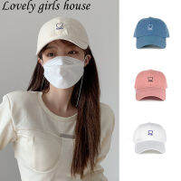 【♡Lovely girls house♡】หมวกเบสบอลปักลายหมีการ์ตูนแฟชั่นอินเทรนด์ผู้ชายผู้หญิงหมวกกันแดดระบายอากาศผ้าฝ้ายสีทึบกลางแจ้งกีฬา