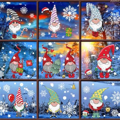Christmas Decorations 2022 Window Glass Electrostatic Sticker Santa Claus Decoration Sticker New Years Decor Glass Paste