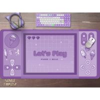 Purple Gamer large desk mat, Retro 90s handheld video game cute mouse pad, Kawaii vaporwave gaming mousepad purple gamer aesthetic gift