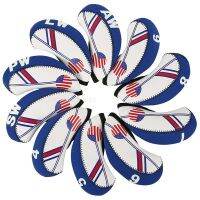 ✘☋ Golf Club Covers American Flag Golf Irons Set 10 Rod Number Cap Covers ฝาครอบป้องกัน