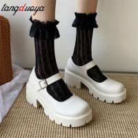 【LZ】❦♕○  Branco lolita sapatos femininos japonês mary jane sapatos femininos do vintage meninas estudantes jk uniforme de salto alto sapatos plataforma cosplay 43