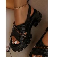 Hot sell Chunky Platform Women Shoes 2023 New Spring Autumn Open Toe Sandals Casual Beach Slides Designer Slippers Chain Flip Flops