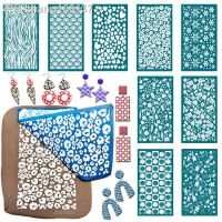 Washable Silk Screen Stencils Soft Pottery Polymer Clay Geometric Animals Plants Craft Embossing Tool DIY Earring Jewelry Mold